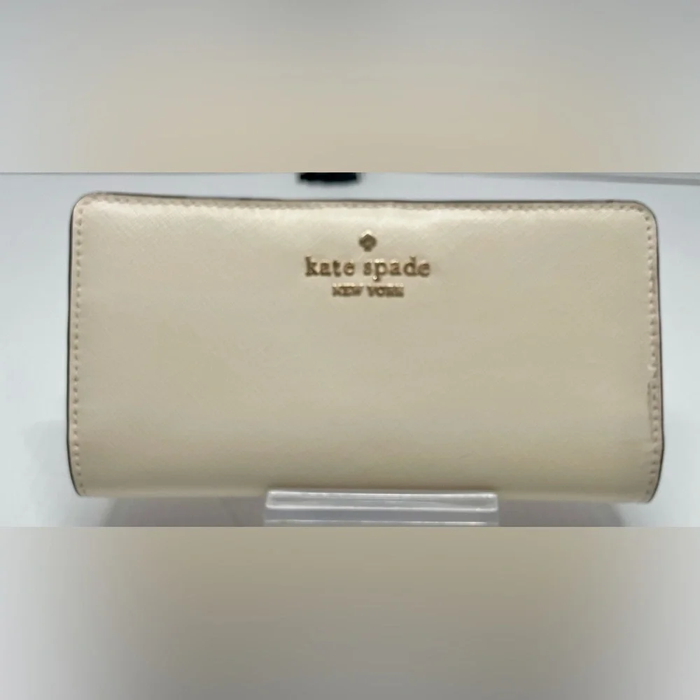 Kate Spade New York Madison Lg Slim Bifold Wallet Meringue,Saffiano Leather NWT